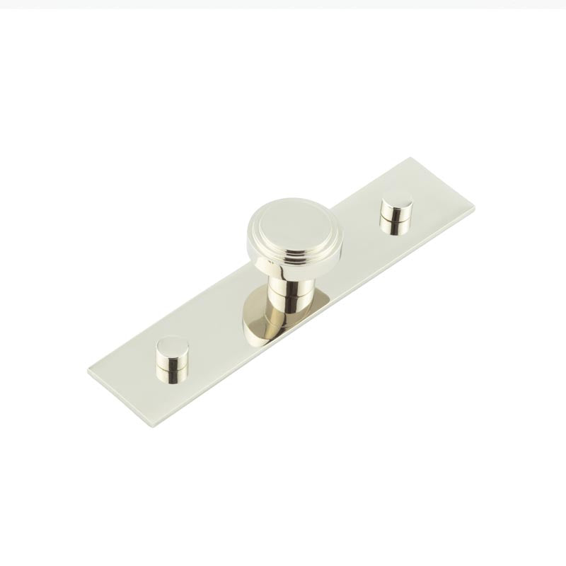 Cropley Cupboard Knobs 30mm Plain Backplate   Polished Nickel - Hoxton Kits