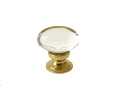 Jedo Oval Glass Cupboard Knobs 41x26mm   Polished BrassCabinet Furniture