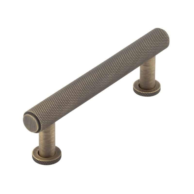 Burlington Piccadilly Knurled Cabinet Handles 96mm Antique Brass - Burlington Range