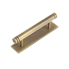 Hoxton Nile Cabinet Handles 96mm Ctrs Plain Backplate Antique Brass - Hoxton Kits