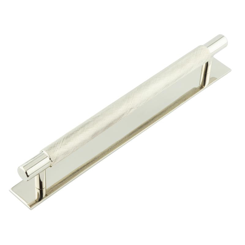 Hoxton Taplow Cabinet Handles 224mm Ctrs Plain Backplate   Polished Nickel - Hoxton Kits