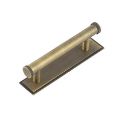 Hoxton Wenlock Cabinet Handles 96mm Ctrs Stepped Backplate Antique Brass - Hoxton Kits