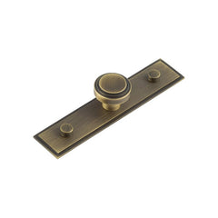 Cropley Cupboard Knobs 30mm Stepped Backplate Antique Brass - Hoxton Kits