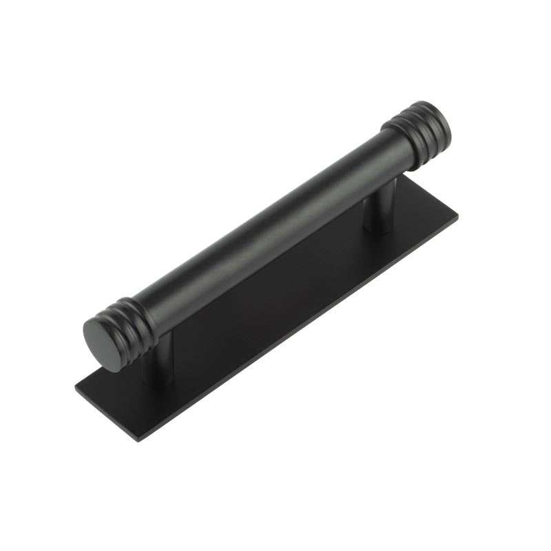 Hoxton Sturt Cabinet Handles 96mm Ctrs Plain Backplate Matt  Black - Hoxton Kits