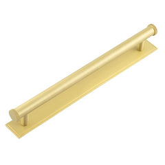 Hoxton Wenlock Cabinet Handles 224mm Ctrs Stepped Backplate  Satin Brass - Hoxton Kits