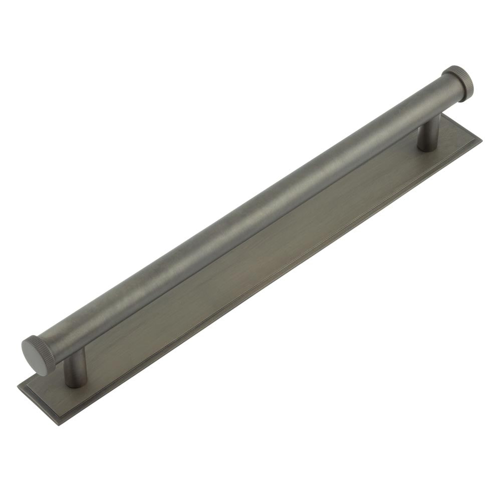 Hoxton Thaxted Cabinet Handles 224mm Ctrs Stepped Backplate Dark Bronze - Hoxton Kits