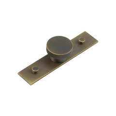 Wenlock Cupboard Knobs 40mm Plain Backplate Antique Brass - Hoxton Kits