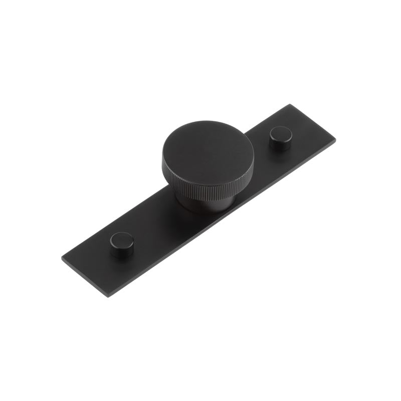 Thaxted Cupboard Knobs 40mm Plain Backplate  Black - Hoxton Kits