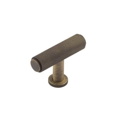 Piccadilly Knurled T Bar Cupboard Knobs Antique Brass - Burlington Range