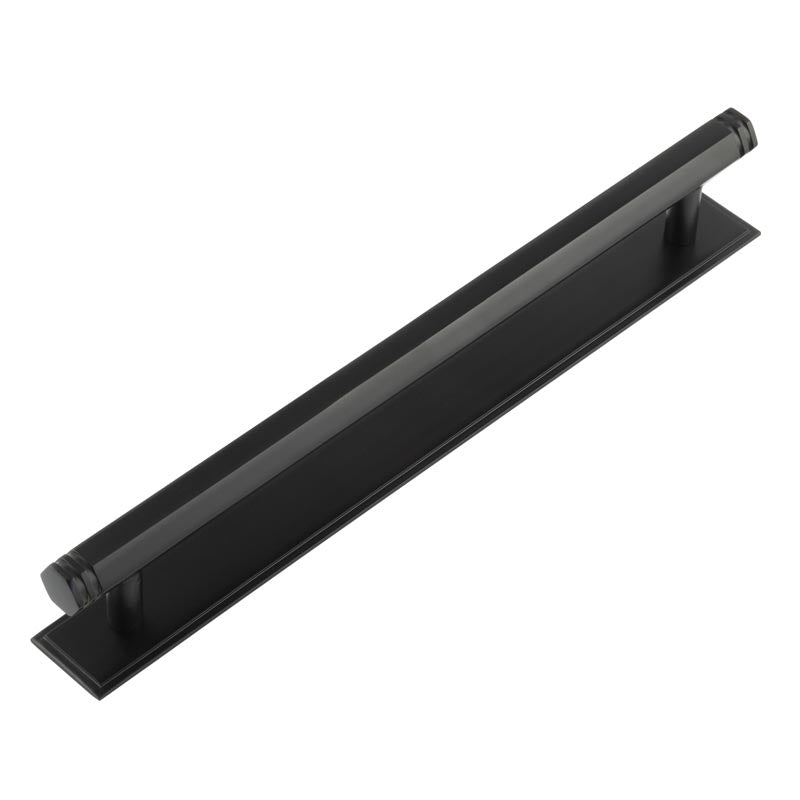 Hoxton Nile Cabinet Handles 224mm Ctrs Stepped Backplate  Black - Hoxton Kits