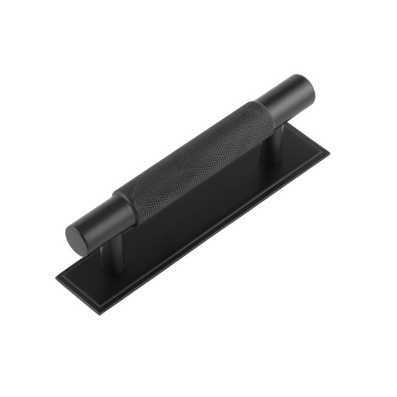 Hoxton Taplow Cabinet Handles 96mm Ctrs Stepped Backplate Matt  Black - Hoxton Kits