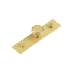 Cropley Cupboard Knobs 30mm Plain Backplate  Satin Brass - Hoxton Kits