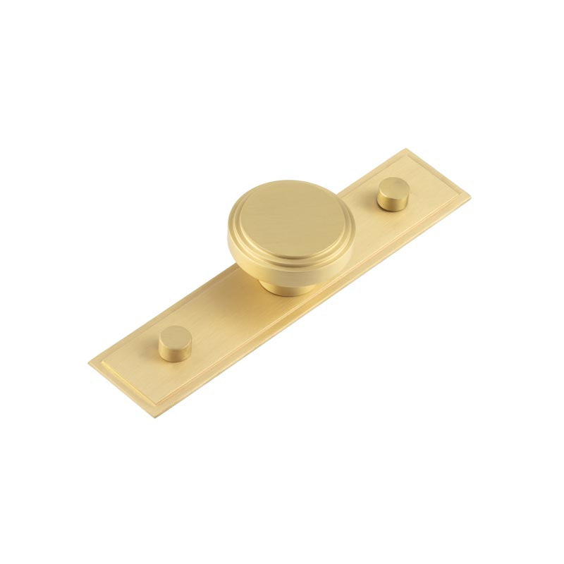 Cropley Cupboard Knobs 40mm Stepped Backplate  Satin Brass - Hoxton Kits