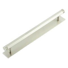 Hoxton Nile Cabinet Handles 224mm Ctrs Plain Backplate  Satin Nickel - Hoxton Kits