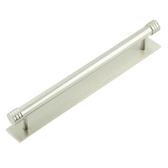 Hoxton Sturt Cabinet Handles 224mm Ctrs Plain Backplate  Satin Nickel - Hoxton Kits