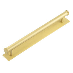Hoxton Wenlock Cabinet Handles 224mm Ctrs Plain Backplate  Satin Brass - Hoxton Kits