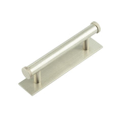 Hoxton Wenlock Cabinet Handles 96mm Ctrs Plain Backplate  Satin Nickel - Hoxton Kits