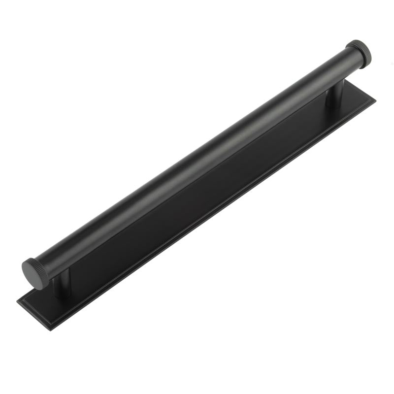 Hoxton Thaxted Cabinet Handles 224mm Ctrs Stepped Backplate Matt  Black - Hoxton Kits