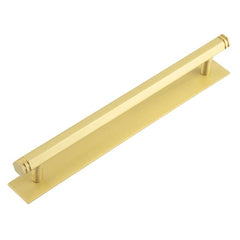 Hoxton Nile Cabinet Handles 224mm Ctrs Plain Backplate  Satin Brass - Hoxton Kits