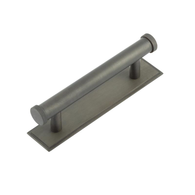 Hoxton Thaxted Cabinet Handles 96mm Ctrs Stepped Backplate Dark Bronze - Hoxton Kits