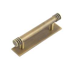 Hoxton Sturt Cabinet Handles 96mm Ctrs Plain Backplate Antique Brass - Hoxton Kits