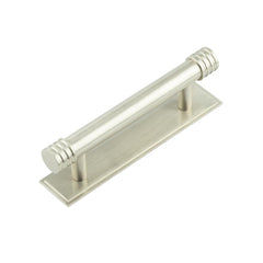 Hoxton Sturt Cabinet Handles 96mm Ctrs Stepped Backplate  Satin Nickel - Hoxton Kits