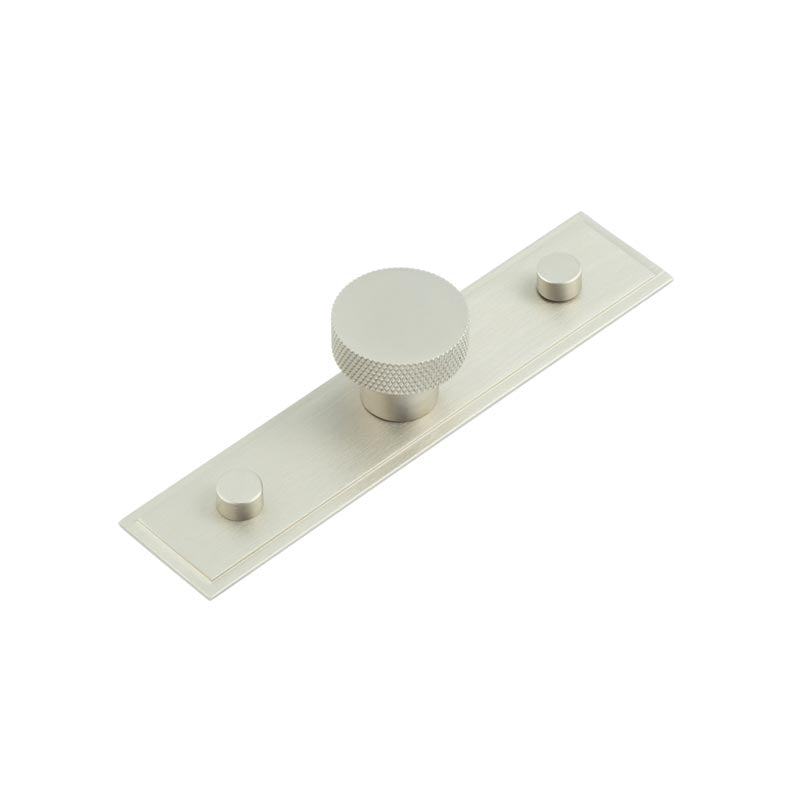 Wenlock Cupboard Knobs 30mm Stepped Backplate   Satin Nickel - Hoxton Kits