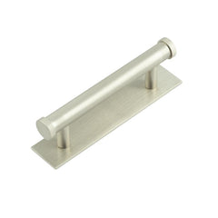 Hoxton Thaxted Cabinet Handles 96mm Ctrs Plain Backplate  Satin Nickel - Hoxton Kits