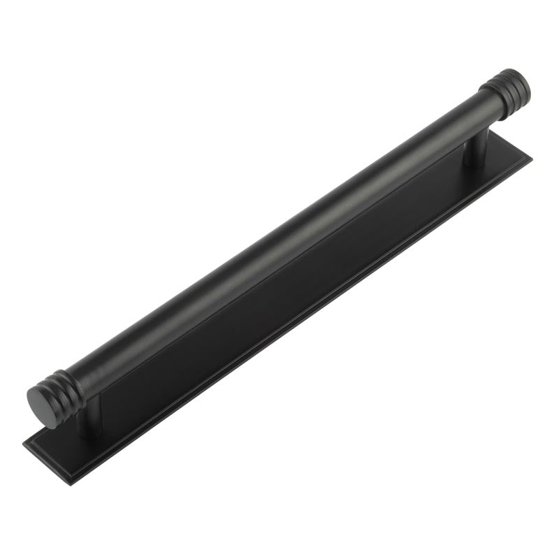 Hoxton Sturt Cabinet Handles 224mm Ctrs Stepped Backplate Matt  Black - Hoxton Kits