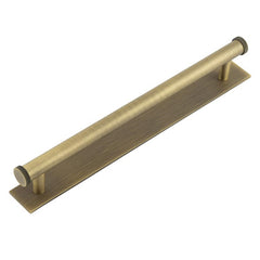 Hoxton Thaxted Cabinet Handles 224mm Ctrs Plain Backplate Antique Brass - Hoxton Kits