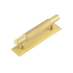 Hoxton Taplow Cabinet Handles 96mm Ctrs Stepped Backplate  Satin Brass - Hoxton Kits