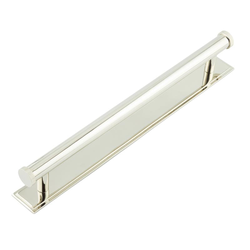Hoxton Thaxted Cabinet Handles 224mm Ctrs Stepped Backplate   Polished Nickel - Hoxton Kits