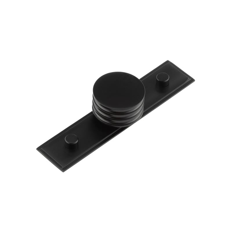 Sturt Cupboard Knobs 40mm Stepped Matt  Black - Hoxton Kits