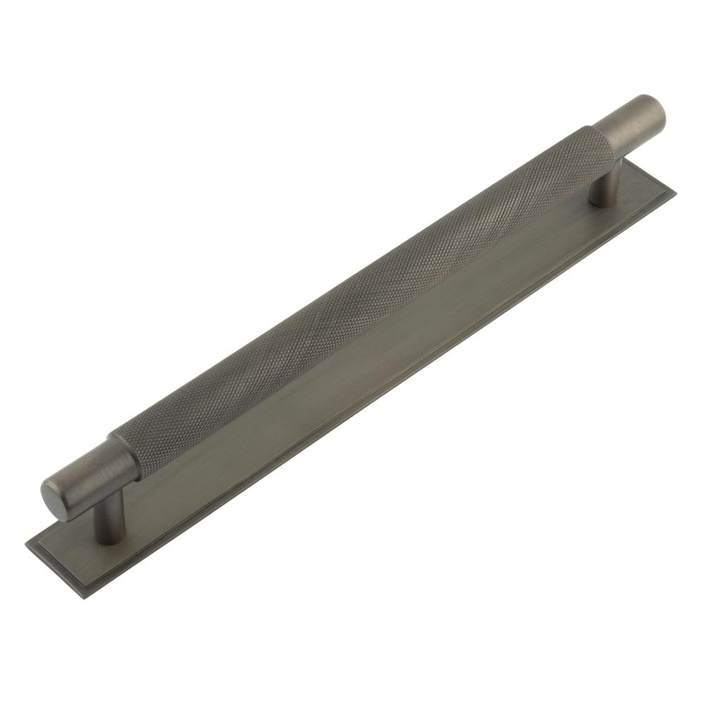 Hoxton Taplow Cabinet Handles 224mm Ctrs Stepped Backplate Dark Bronze - Hoxton Kits