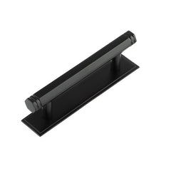 Hoxton Nile Cabinet Handles 96mm Ctrs Stepped Backplate  Black - Hoxton Kits