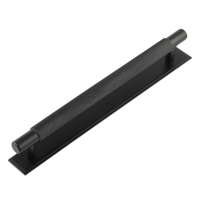 Hoxton Taplow Cabinet Handles 224mm Ctrs Stepped Backplate Matt  Black - Hoxton Kits