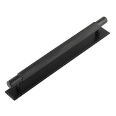 Hoxton Taplow Cabinet Handles 224mm Ctrs Stepped Backplate Matt  Black - Hoxton Kits