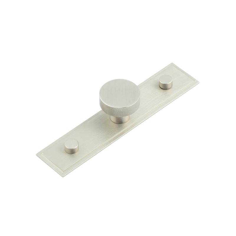 Thaxted Cupboard Knobs 30mm Stepped Backplate  Satin Nickel - Hoxton Kits