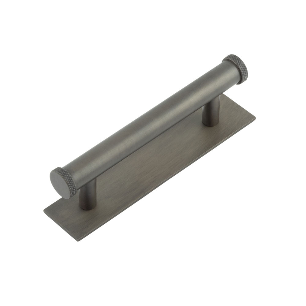 Hoxton Wenlock Cabinet Handles 96mm Ctrs Plain Backplate Dark Bronze - Hoxton Kits