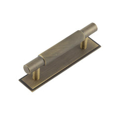 Hoxton Taplow Cabinet Handles 96mm Ctrs Stepped Backplate Antique Brass - Hoxton Kits