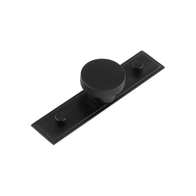 Wenlock Cupboard Knobs 40mm Stepped Backplate  Matt  Black - Hoxton Kits