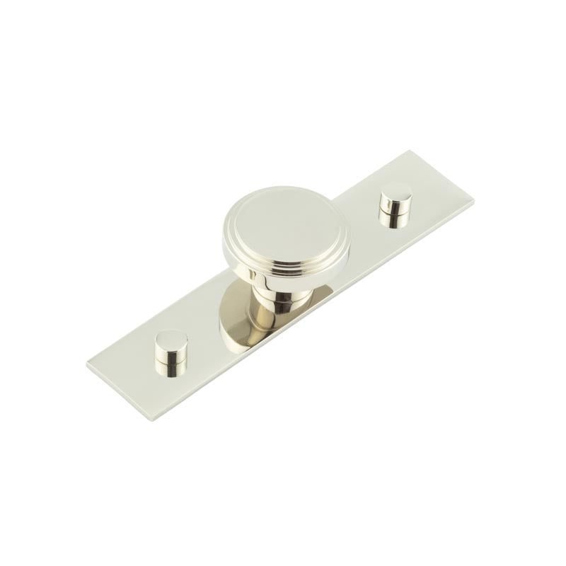 Cropley Cupboard Knobs 40mm Plain Backplate   Polished Nickel - Hoxton Kits