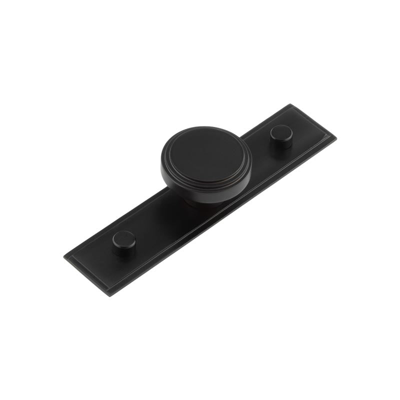 Cropley Cupboard Knobs 40mm Stepped Backplate  Black - Hoxton Kits