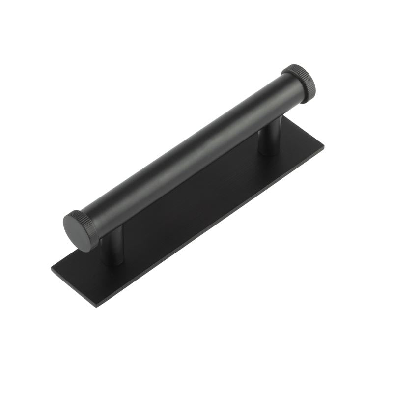 Hoxton Thaxted Cabinet Handles 96mm Ctrs Plain Backplate Matt  Black - Hoxton Kits