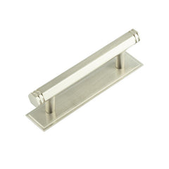 Hoxton Nile Cabinet Handles 96mm Ctrs Stepped Backplate  Satin Nickel - Hoxton Kits