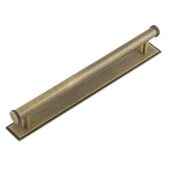 Hoxton Wenlock Cabinet Handles 224mm Ctrs Stepped Backplate Antique Brass - Hoxton Kits