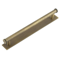Hoxton Wenlock Cabinet Handles 224mm Ctrs Plain Backplate Antique Brass - Hoxton Kits