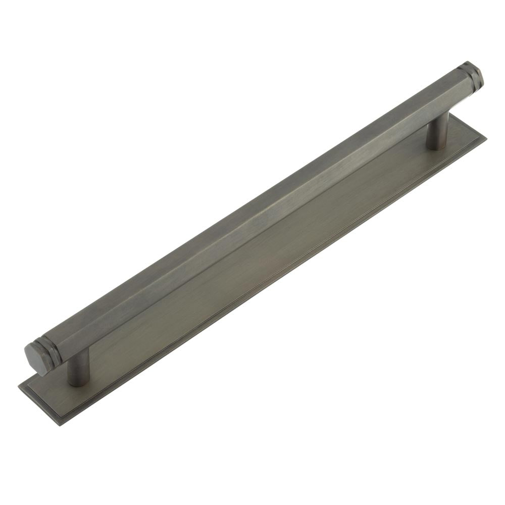 Hoxton Nile Cabinet Handles 224mm Ctrs Stepped Backplate Dark Bronze - Hoxton Kits