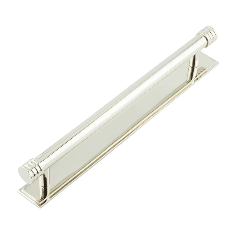 Hoxton Sturt Cabinet Handles 224mm Ctrs Stepped Backplate   Polished Nickel - Hoxton Kits